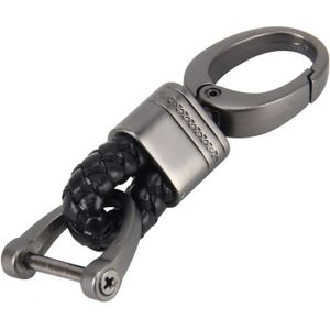 Weven Band metalen auto sleutelhanger gevlochten riem belangrijke Chain(Black)