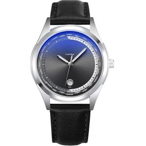Yazole 516 Fashion Calendar Men Bekijk Lichtgevende Quartz horloge (Black Lade Black Riem)