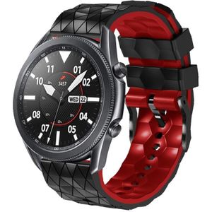 Voor Samsung Gear S3 Classic 22 mm voetbalpatroon tweekleurige siliconen band (zwart + rood)