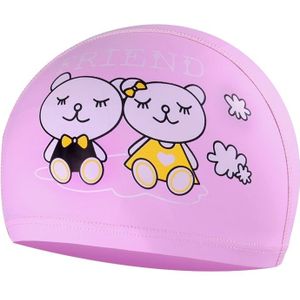 Kinderen Waterproof Hair Care PU Geco Coated Cartoon Patroon Zwemmen Cap (Pink Bear)