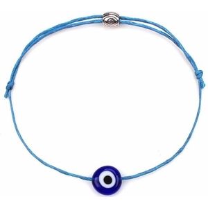 Gelukkige boze oog armbanden voor vrouwen 6 kleuren handgemaakte gevlochten touw Lucky Jewelry rode armband Female(Blue)