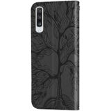 Voor Samsung Galaxy A50 Life of Tree Embossing Pattern Horizontale Flip Lederen Case met Holder & Card Slot & Wallet & Photo Frame & Lanyard(Zwart)