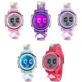 JNEW A380-86664 Children Cartoon 3D Happy Small Elephant Alarm Waterproof Sports LED Digital Watch(Light Blue)