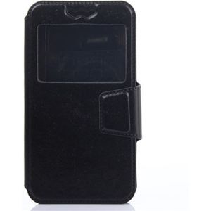 Siliconen Sliding universele lederen Case voor 4.8-5.0 inch mobiele telefoon (zwart)