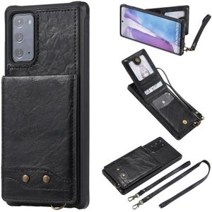 Verticale Flip Wallet Schokbestendige Achterklep Beschermhoes met Houder > Kaartsleuven > Lanyard > Fotolijsten voor Samsung Galaxy Note20 (Zwart)