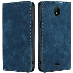 For Nokia C100 RFID Anti-theft Brush Magnetic Leather Phone Case(Blue)