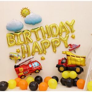 Kinderen Verjaardagsfeestje Thema Ballon Pakket Kleuterschool Stage Achtergrond Wanddecoratie Specificatie: Engineering voertuig Verjaardag A