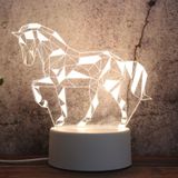 Witte basis creatieve 3D Tricolor LED decoratieve nachtlampje  knop plug versie  vorm: geometrische paard (Wit-warm-warm wit)