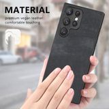For Samsung Galaxy S23 Ultra 5G Vintage Leather PC Back Cover Phone Case(Black)