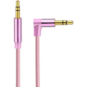 AV01 3.5 mm male naar Male elleboog audio kabel  lengte: 1M (Rose goud)
