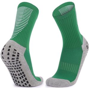 Volwassen dikke handdoek voetbal sokken antislip slijtvaste buis sokken  grootte: gratis grootte (gras groen wit)