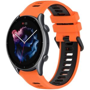 Voor Amazfit GTR 3 22MM sport tweekleurige siliconen horlogeband (oranje + zwart)