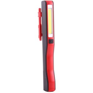 100LM hoge helderheid Pen vorm werken licht / zaklamp  wit licht  COB LED 2-modi met 90 graden draaibare magnetische Pen Clip(Red)