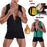 Mannen Fitness Korset Neopreen Sport Buikcontrole Shapewear Rits Tanktop Trainingskleding  Maat: 3XL (Zwart Blauw)