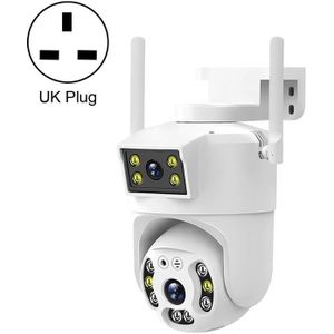 QX106 2MP waterdichte wifi-bewakingscamera met dubbele lens voor buiten (UK-stekker)