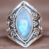 Vintage zilveren grote stenen ring voor Vrouwenmode Bohemian Boho sieraden  Ringmaat: 10