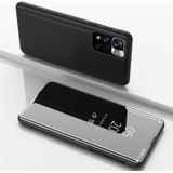 Voor Xiaomi Redmi Note 11 Plated Spiegel Horizontale Flip Lederen Case met Houder (Zwart)