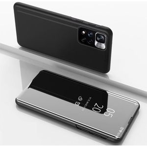 Voor Xiaomi Redmi Note 11 Plated Spiegel Horizontale Flip Lederen Case met Houder (Zwart)