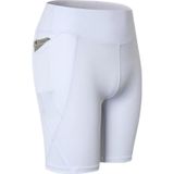 High Elastic Medium High Waist Fitness Oefening Snel drogend zweet Wicking strakke shorts met pocket (kleur: wit formaat: M)