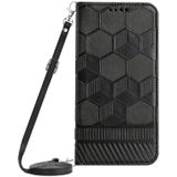Crossbody Football Texture Magnetic PU Phone Case For iPhone 12 Pro(Black)