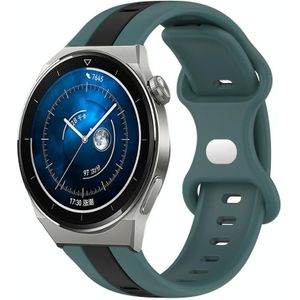 Voor Huawei Watch GT3 Pro 46 mm 20 mm vlindergesp tweekleurige siliconen horlogeband (groen + zwart)