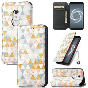 For Fujitsu Arrows BZ02/Be4 Plus/F-41B Colorful Magnetic Horizontal Flip PU Leather Case with Holder & Card Slot & Wallet(Rhombus)