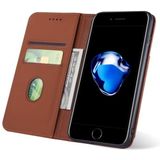 Voor iPhone SE(2020) / 8 / 7 Sterke Magnetisme Schokbestendige Horizontale Flip Liquid Feel Leather Case met Holder & Card Slots & Wallet(Brown)