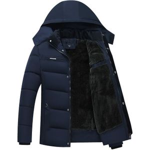 Mannen winter dikke fleece donsjack Hooded jassen casual dik naar beneden parka mannelijke slanke casual katoen-gewatteerde jassen  grootte: 4XL (marineblauw)