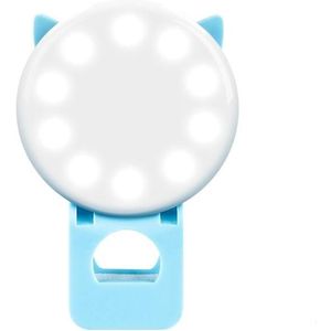 3 PCS Beauty Selfie Round Live Clip Externe LED Cartoon Mobiele Telefoon Mini Fill Light (Blauw)