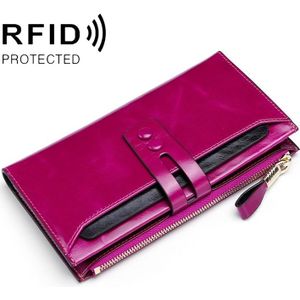 8239 antimagnetische RFID multifunctionele lederen dame portemonnee grote-capaciteit portemonnee met afneembare kaarthouder (Rose Purple)