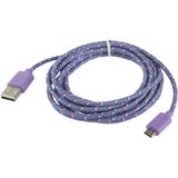 Geweven nylon stijl micro 5 pin USB data transfer / laad kabel voor samsung galaxy s iv / i9500 / s iii / i9300 / note ii / n7100 / nokia / htc / blackberry / sony, Kabel lengte: 3 meter (paars)