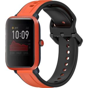 Voor Amazfit Bip 1S 20 mm bolle lus tweekleurige siliconen horlogeband (oranje + zwart)