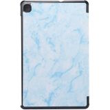 Voor Galaxy Tab S6 Lite P610 / P615 Marble Texture Horizontale Flip Lederen behuizing  met drie vouwen Houder & Slaap / Wake-up Functie(Blauw)