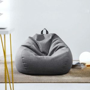 Lazy Sofa Bean Bag Stoel Stof Cover  Grootte: 80x90cm (Donkergrijs)
