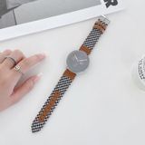 20mm Denim Leather Replacement Strap Watchband(Black White Grid)