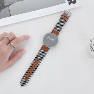 20mm Denim Leather Replacement Strap Watchband(Black White Grid)