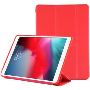 PU plastic bodem geval opvouwbare vervorming links en rechts Flip lederen draagtas met drie voudige beugel & Smart Sleep voor iPad Air3 2019 (rood)