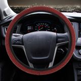 Universele auto leder + Diamond Steering Wheel cover diameter: 38cm (rood)