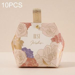 10PCS Wedding Supplies Wooden Ring Portable Wedding Gift Candy Box  Style: Champagne+PU Hand(Small)