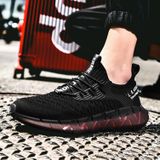 Men Lightweight Breathable Mesh Sneakers Flying Woven Casual Running Shoes  Size: 43(Black)