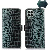 For Samsung Galaxy M33 5G Crocodile Top Layer Cowhide Leather Phone Case(Green)