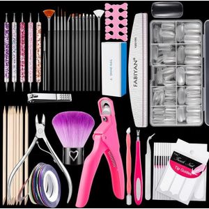 FABIYAN nagelborstel nagel stuk set nail art polijsten benodigdheden set  specificatie: transparante full-sticked grote set