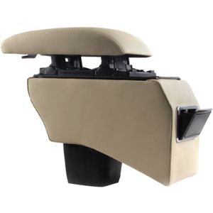 Auto ABS leer gewikkeld armsteun doos met Snelladen USB gaten en kabels voor nieuwe Fit(Beige)