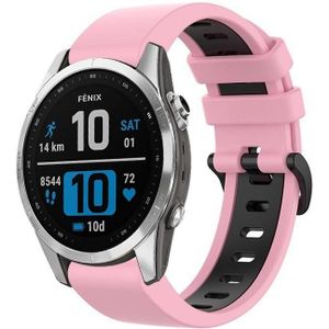 Voor Garmin Epix Pro 42 mm sport tweekleurige siliconen horlogeband (roze + zwart)