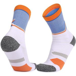 Basketbal sokken dikke handdoek bodem hoge buis sokken (blauw oranje)