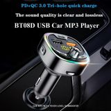 BT08D FM-zender Handsfree CAR KIT MP3 AUDIO PLAATER MET QC3.0 + PD18W 5A Auto Fast Charger FM-modulator