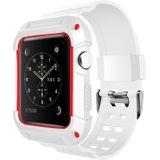 Voor Apple Watch 3 / 2 / 1 Generatie 42mm All-In-One siliconen band (wit + rood)