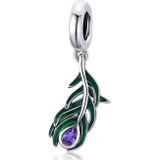 S925 Sterling Silver Peacock Feather Hanger DIY Bracelet Ketting Accessoires