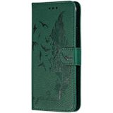 Feather patroon Litchi textuur horizontale Flip lederen draagtas met portemonnee & houder & kaartsleuven voor iPhone 11 Pro (groen)