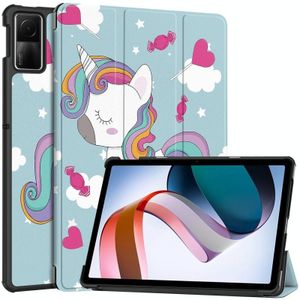 Voor Xiaomi Redmi Pad SE Custer Painted 3-voudige houder Smart lederen tablethoes (Unicorn)